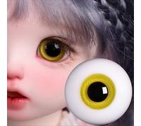 BJD Yeux de poupée 1 paire de poupées faites à la main pour la fabrication de poupées BJD SD 1/3, 1/4, 1/6 (Jaune, 16 mm)