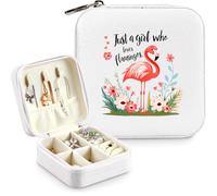 BJDAMAI Boîte à bijoux flamant rose, cadeau pour enfants, adolescentes, filles de 8 à 12 ans, accessoires pour amateurs de flamants roses, articles de décoration, articles de voyage, bagues, boucles