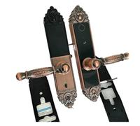 BJdfgE Serrure numérique intelligente à empreintes digitales, for maison européenne, poignée de porte intérieure, doré, rouge, marron(Red Brown)