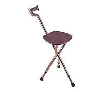 BJH Chaise de béquille de siège de Canne de Massage Pliante avec lumière LED , Canne et siège de trépied léger réglable en Hauteur , Tabouret de béquille à 3 Pieds pour Personnes âgées handicapées