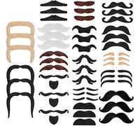 BJH Faux Moustaches 48 pièces Nouveauté Fausses Moustache Auto-Adhésive pour Costume de Mascarade Fête d'anniversaire de Célébration de Noël