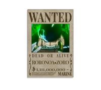 BJHIHSX Poster décoratif sur toile représentant le personnage de Roronoa Zoro Wanted Bounty - Affiche murale moderne pour chambre à coucher (60 x 90 cm)