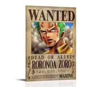 BJHIHSX Poster décoratif sur toile représentant le personnage de Roronoa Zoro Wanted Bounty - Décoration murale moderne pour chambre à coucher - 20 x 30 cm