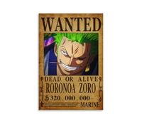 BJHIHSX Poster décoratif sur toile représentant le personnage de Roronoa Zoro Wanted Bounty - Décoration murale moderne pour chambre à coucher (60 x 90 cm)