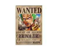 BJHIHSX Poster décoratif sur toile représentant le personnage de Roronoa Zoro Wanted Bounty - Décoration murale moderne pour chambre à coucher - 20 x 30 cm