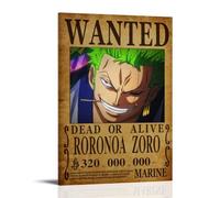 BJHIHSX Poster décoratif sur toile représentant Roronoa Zoro Wanted Bounty - Décoration murale moderne pour chambre à coucher - 20 x 30 cm