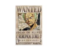 BJHIHSX Poster décoratif sur toile représentant Roronoa Zoro Wanted Bounty - Poster mural moderne pour chambre à coucher (50 x 75 cm)