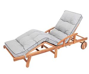 Bjird | Coussin Chaise Longue pour Jardin - Coussin Bain de Soleil extérieur-intérieur - Motif Matelassé - 200x55 cm - Résistant à l'eau et léger - Fabriqué en UE - Cendre