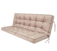 Bjird Coussins pour Bancs de Jardin - Coussins Assise & Dossier Souples - Chaise Longue, Banc de Jardin, Balancelle, Sol - Imperméables, Motif Matelassé, Sangles d'attache - 150 cm Beige