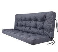 Bjird Coussins pour Bancs de Jardin - Coussins Assise & Dossier Souples - Chaise Longue, Banc de Jardin, Balancelle, Sol - Imperméables, Motif Matelassé, Sangles d'attache - 140 cm Bleu Marine