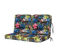 Bjird Coussins pour Bancs de Jardin - Coussins Assise & Dossier Souples - Chaise Longue, Banc de Jardin, Balancelle - Imperméables, Motif Matelassé, Sangles d'attache - 110x100 cm - Feuilles colorées
