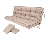 Bjird Coussins pour Bancs de Jardin - Coussins Assise & Dossier Souples - Chaise Longue, Banc de Jardin, Balancelle, Sol - Imperméables, Motif Matelassé, Sangles d'attache - 100 cm Beige