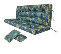 Bjird Coussins pour Bancs de Jardin - Coussins Assise & Dossier Souples - Chaise Longue, Banc de Jardin, Balancelle, Sol - Imperméables, Motif Matelassé, Sangles d'attache - 180 cm l'herbe Verte