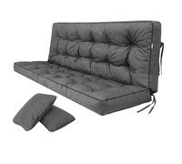 Bjird Coussins pour Bancs de Jardin - Coussins Assise & Dossier Souples - Chaise Longue, Banc de Jardin, Balancelle, Sol - Imperméables, Motif Matelassé, Sangles d'attache - 180 cm Graphite