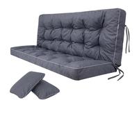 Bjird Coussins pour Bancs de Jardin - Coussins Assise & Dossier Souples - Chaise Longue, Banc de Jardin, Balancelle, Sol - Imperméables, Motif Matelassé, Sangles d'attache - 140 cm Bleu Marine