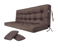 Bjird Coussins pour Bancs de Jardin - Coussins Assise & Dossier Souples - Chaise Longue, Banc de Jardin, Balancelle, Sol - Imperméables, Motif Matelassé, Sangles d'attache - 150 cm Marron foncé