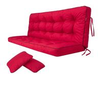 Bjird Coussins pour Bancs de Jardin - Coussins Assise & Dossier Souples - Chaise Longue, Banc de Jardin, Balancelle, Sol - Imperméables, Motif Matelassé, Sangles d'attache - 100 cm Rouge