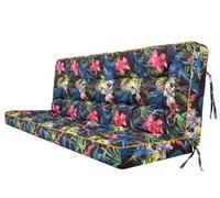 Bjird Coussins pour Bancs de Jardin - Coussins Assise & Dossier Souples - Chaise Longue, Banc de Jardin, Balancelle, Sol - Imperméables, Motif Matelassé, Sangles d'attache - 120 cm Feuilles colorées