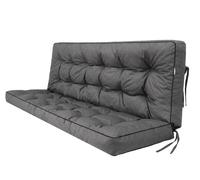 Bjird Coussins pour Bancs de Jardin - Coussins Assise & Dossier Souples - Chaise Longue, Banc de Jardin, Balancelle, Sol - Imperméables, Motif Matelassé, Sangles d'attache - 150 cm Graphite
