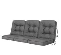 Bjird Coussins pour Bancs de Jardin - Coussins Assise & Dossier Souples - Chaise Longue, Banc de Jardin, Balancelle, Sol - Imperméables, Motif Matelassé, Sangles d'attache - 110x180 cm - Graphite