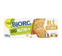 BJJORG. Biscuit Nutri+ Bio 184g au blé et sésame, gourmandise saine pour vos encas équilibrés- Lot De 4