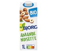 BJJORG - Boisson Végétale Bio Lisse Amandes et Noisettes, Saveur Naturelle et Douce, 1L