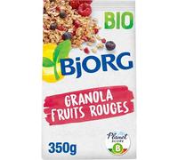 BJJORG - Granola Bio aux Fruits Rouges, Croquant & Gourmand pour un Petit-Déjeuner Vitalité (350g) - Le lot de 3
