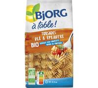BJJORG - Pâtes Torsades Semi-Complètes Bio, Saveur Authentique du Blé Épeautre (500g) - Le lot de 4