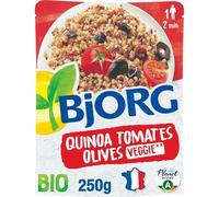 BJJORG - Plat Bio Prêt à l’Emploi au Quinoa, Saveur Tomates et Olives Méditerranéennes (250g) - Le lot de 4