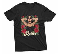 bjk3R4Y Relax Gothic Rose Tattoo Girl Design T-Shirt
