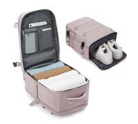 BJLFS Bagage Cabine 40x30x20 pour Ryanair Sac à Dos Voyage Cabine Avion 20L Bagage à Main 40x20x25 Petit Sac à Dos Ordinateur Portable 14 Pouces Homme Femme,Gris rose