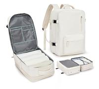 BJLFS Bagage Cabine Ryanair Femme Sac à Dos Voyage Cabine Avion 20L Bagage à Main Petit Sac de Voyage avec USB Charging Port Sac à Dos pour Ordinateur Portable 17 pouces Femme,Beige Expand
