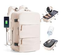 BJLFS Sac à dos Sous Vide Avec Pompe Bagage Cabine 40×30×20 Ryanair Wizzair Femme Bagage à Main Easyjet 45×36×20 Sac à dos Voyage Cabin Avec Sous Vide Sac pour Ordinateur Portable 14 Pouces Beige