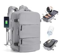 BJLFS Sac à dos Sous Vide Avec Pompe Bagage Cabine 40×30×20 Ryanair Wizzair Femme Bagage à Main Easyjet 45×36×20 Sac à dos Voyage Cabin Avec Sous Vide Sac pour Ordinateur Portable 14 Pouces Gris