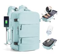 BJLFS Sac à dos Sous Vide Avec Pompe Bagage Cabine 40×30×20 Ryanair Wizzair Femme Bagage à Main Easyjet 45×36×20 Sac à dos Voyage Cabin Avec Sous Vide Sac pour Ordinateur Portable 14 Pouces Bleu