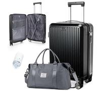 BJLFS Valise de Voyage à roulettes Grande Valise Rigide avec système de Vide Trolley Check-in Bagages Serrure combinée Poignée télescopique 4 roulettes Noir