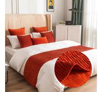 BJMAND Chemin de lit et housse de coussin assortie, chemins de lit réversibles, écharpes, hôtel, literie, serviette, couvre-lit, protection de la maison, décoration d'intérieur (orange, 45 x 180 cm