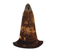 BJNGHKLN Cape à capuche pour Halloween longueur au sol fantaisie bateau pirate imprimé longue cape à capuche pour adolescent