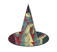 BJNGHKLN Chapeau de sorcière d'Halloween imprimé rock and roll pour femme, chapeau de fête pour Halloween, fête costumée