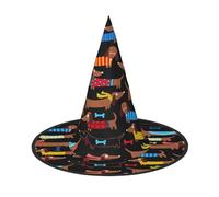 BJNGHKLN I Love My Dog Teckels Chapeau de sorcière d'Halloween pour femme Chapeau de fête pour Halloween, fête costumée