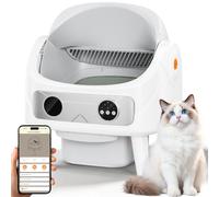 BJNN Bac à litière autonettoyant pour chat avec couvercle ouvert, plusieurs capteurs de sécurité intelligents, bac à litière automatique fonctionnant avec application avec sacs à déchets et tapis de