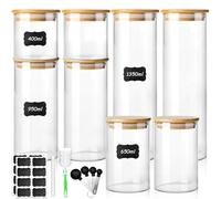 BJNN Bocal en Verre avec Couvercle,8pcs Bocaux en Verre Bocaux en Verre Hermétique Bocaux Rangement Cuisine-Passe au Lave Vaisselle(450ml/650ml/950ml/1350ml)