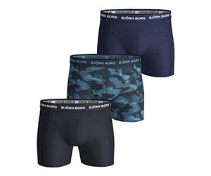 Björn Borg 9999-1132-70291 Cotton Stretch Boxer 3p Men's Impression, Bleu Marine XXL