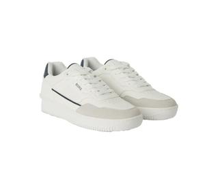 Björn Borg Baskets en cuir synthétique, doublure en maille, semelle intérieure en polyester recyclé pour homme, Blanc., 44 EU