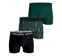 Björn Borg Cotton Stretch Caleçon Pack de 3 Hommes - noir, vert foncé