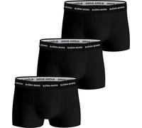 BJÖRN BORG Hommes Trunks, Lot de 3 - Sous-vêtements, Short, Coton, Logo à la taille, Unicolore Noir 2XL