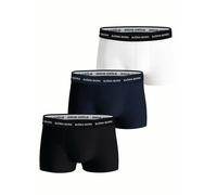 BJÖRN BORG Hommes Trunks, Lot de 3 - Sous-vêtements, Short, Coton, Logo à la taille, Unicolore Noir/Bleu foncé/Blanc 2XL