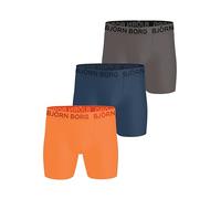 Björn Borg Lot de 3 boxers Performance pour homme - Sous-vêtements de sport en microfibre évacuant l'humidité - Séchage rapide, Orange / Bleu / Gris, L