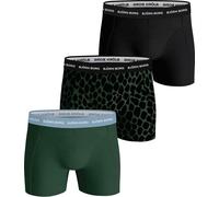 BJÖRN BORG Lot de 3 boxers pour homme - sous-vêtements, short, Coton Stretch, ceinture élastique, logo, motif, uni vert/noir S