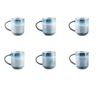 Björn, Collection Genesis, Lot de 6 Mugs 40cl en Grès avec Email Réactif, Dégradé Bleu - Tasses à Café ou Thé - Compatible Micro-ondes et Lave-vaisselle